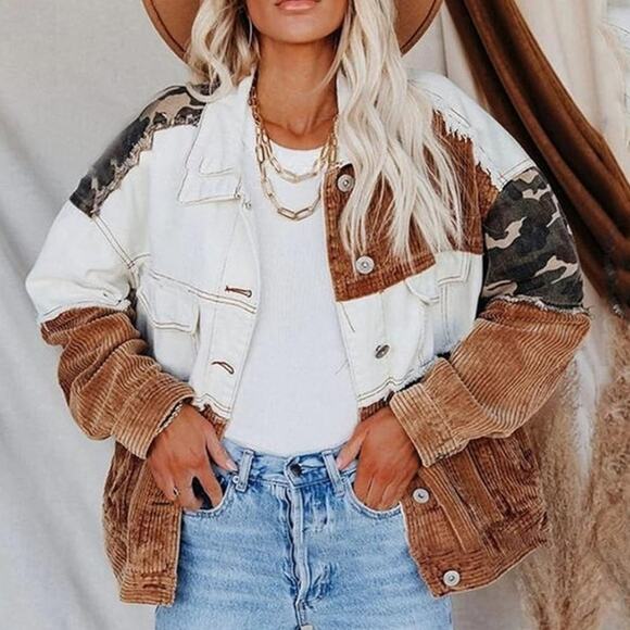 Andree Jackets & Blazers - Andree mixed pattern button front boho lightweight jacket woman's size 1X